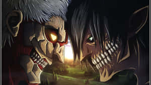 Titan Eren Yeager Facing Reiner Armored Titan Wallpaper