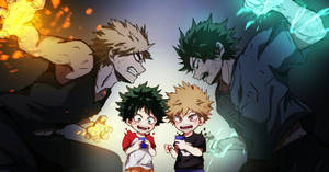 Todobakudeku Izuku And Shoto Playing Wallpaper