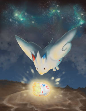 Togekiss Watching Togepi Wallpaper