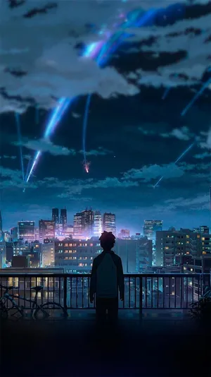 Tokyo Skyline Kimi No Na Wa Phone Wallpaper