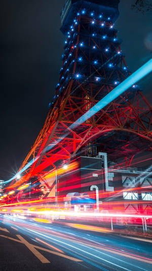 Tokyo Tower Car Light Trails Wallpaper