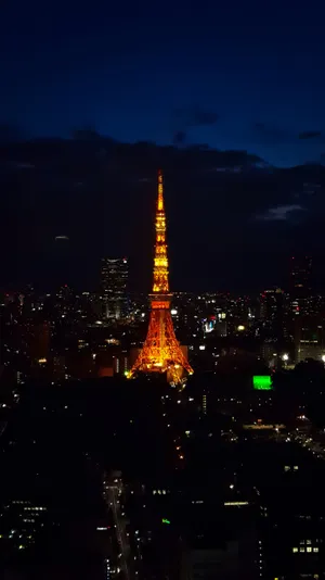 Tokyo Tower Lighting Up Dark City Wallpaper