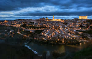 Toledo Cathedral At Night Blue Aesthetic Wallpaper