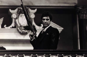 Tony With Machine Gun Scarface Wallpaper