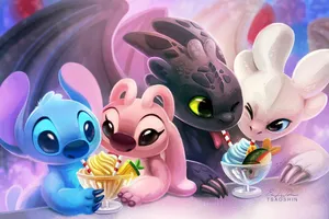 Toothless And Stitch Double Date Wallpaper