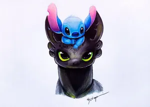 Toothless And Stitch Fanart Wallpaper