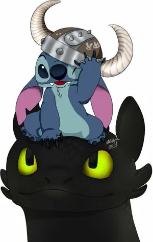 Toothless And Stitch Viking Helmet Wallpaper