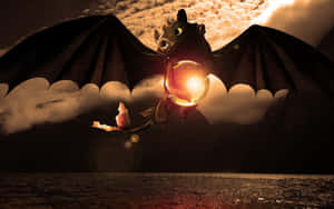 Toothless Dragon Breathing Fire Wallpaper