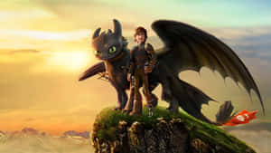 Toothlessand Hiccup Sunset Adventure Wallpaper