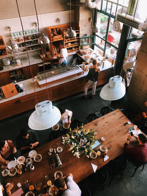 Top View Of Coffee Shop Wallpaper