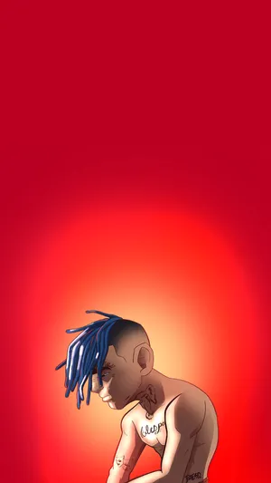 Topless Red Xxxtentacion Cartoon Wallpaper