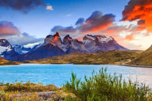 Torres Del Paine Sunset Landscape Wallpaper