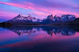 Torres Del Paine Sunset Reflection Wallpaper