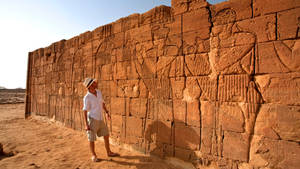 Tourist In Pyramid Of Sudan Wallpaper