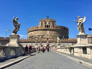 Tourists At Castel Santangelo Wallpaper