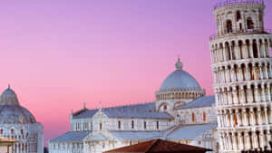 Tower Of Pisa With Pink Sky Wallpaper