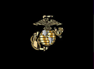 Traditional Usmc Logo With Gold Trim Wallpaper