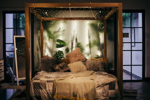 Tranquil Nature-themed Bedroom With A Panoramic View Wallpaper