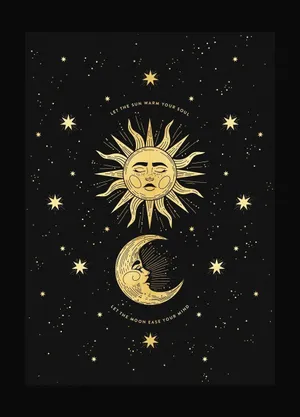 Tranquil Sun And Moon Aesthetic Wallpaper