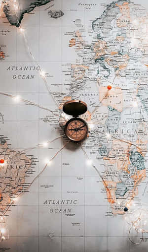 Travel Aesthetic Phone Compass Wallpaper