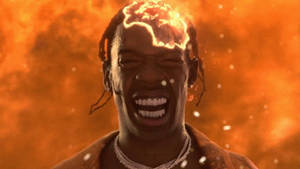 Travis Scott Fortnite Blazing Head Wallpaper