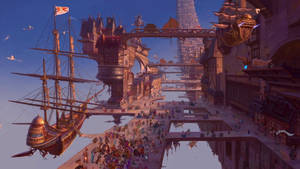 Treasure Planet Busy Montressor Port Wallpaper