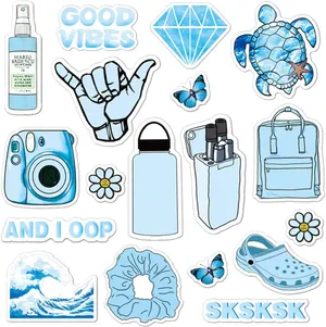 Trendy Aesthetic Blue Illustration Wallpaper