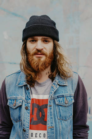 Trendy Style For Long-haired Men With Blonde Beards Wallpaper