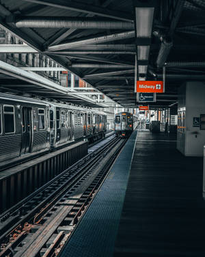 Trendy Train Station Platform Wallpaper