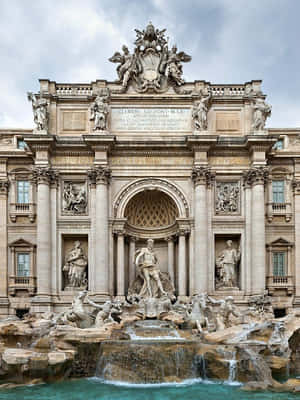 Trevi Fountain Tourist Attraction In Italy Wallpaper