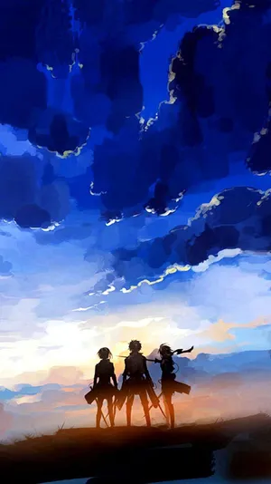 Trio Silhouette Attack On Titan Iphone Wallpaper