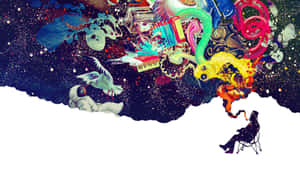 Trippy Astronaut In Space Old Man's Dream Wallpaper