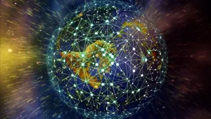 Trippy Galaxy With A Glowing Earth Wallpaper