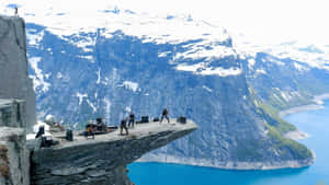 Trolltunga During Winter Season Wallpaper