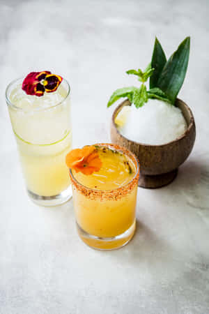 Tropical Cocktail Trio Wallpaper