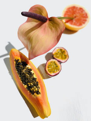 Tropical Passion Fruit Papaya And Grapefruit Wallpaper