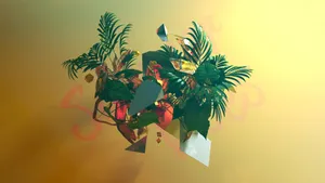 Tropical_ Plants_and_ Geometric_ Shapes Wallpaper