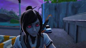 Tsuki Fortnite Close Up Smirk Wallpaper