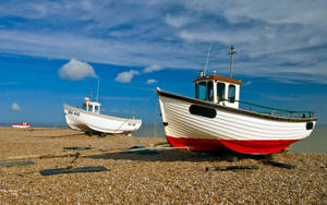 Tug Boat On The Beach Wallpaper