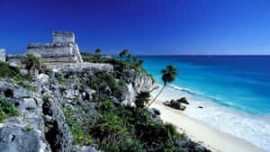 Tulum Ancient Mayan Ruins Beachfront Wallpaper