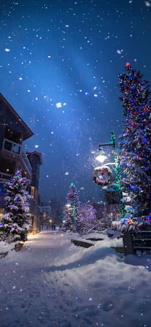 Tumblr White Christmas Snowy Night Wallpaper