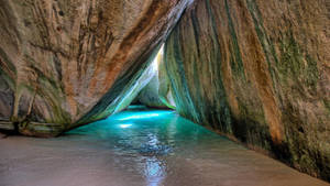 Turquoise Sea Cave Wallpaper