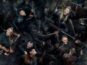 Tv 4k Vikings Characters Fighting Wallpaper