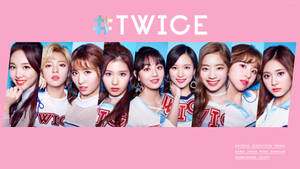 Twice 4k With Pink Backdrop Border Wallpaper