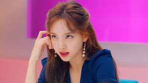 Twice Nayeon In Blue Low-cut Top Wallpaper