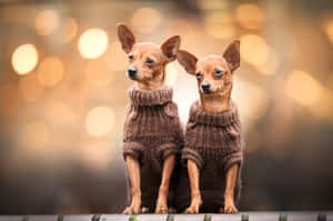 Two Brown Chihuahua Dog Wearing Sweater Wallpaper