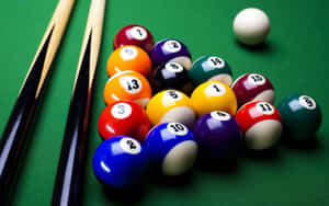 Two Cues Pool Table Wallpaper