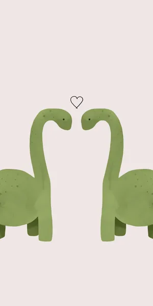 Two Dinosaurs Are Holding Hands And Making A Heart Wallpaper
