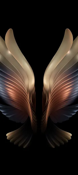 Two Golden And Brown Wings On A Black Background Wallpaper