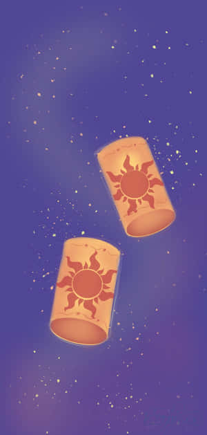 Two Lanterns Flying In The Sky Wallpaper